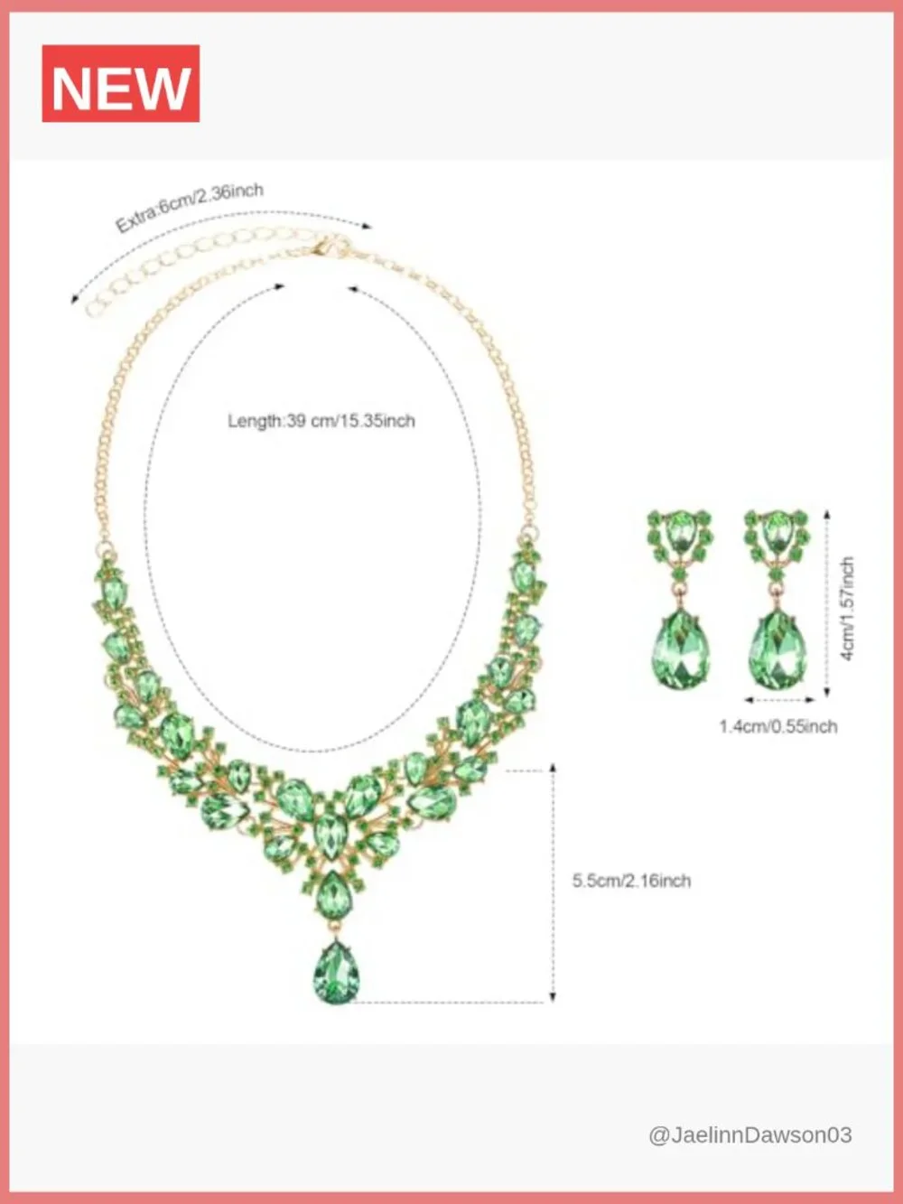 Teardrop Cluster Crystal Necklace Earring Set Bridal Wedding Jewelry